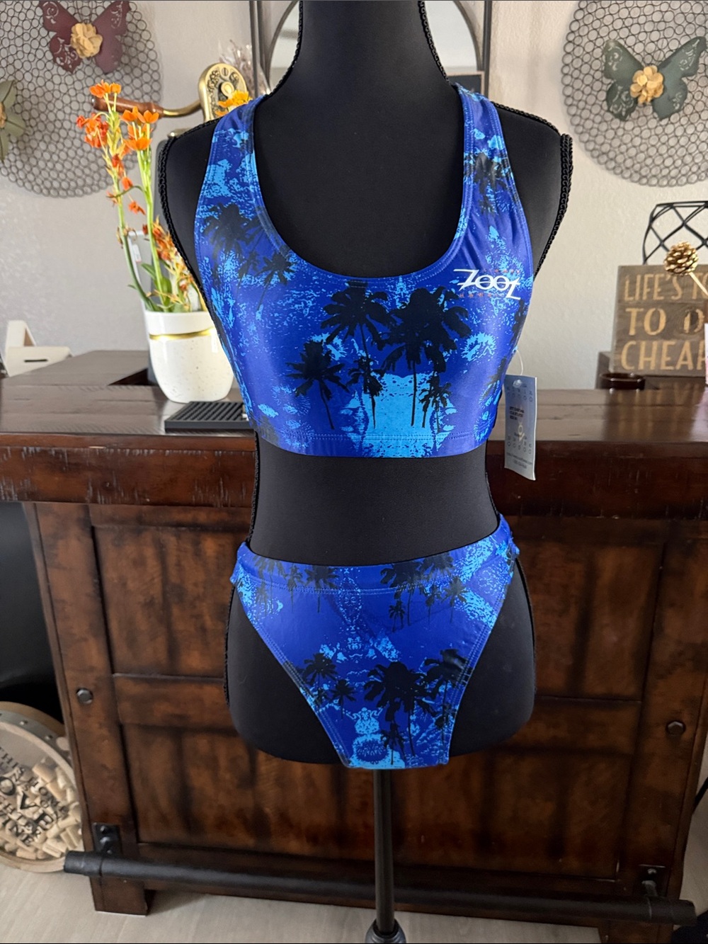 Zoot Blue Tropical Palm Athletic Bikini Set